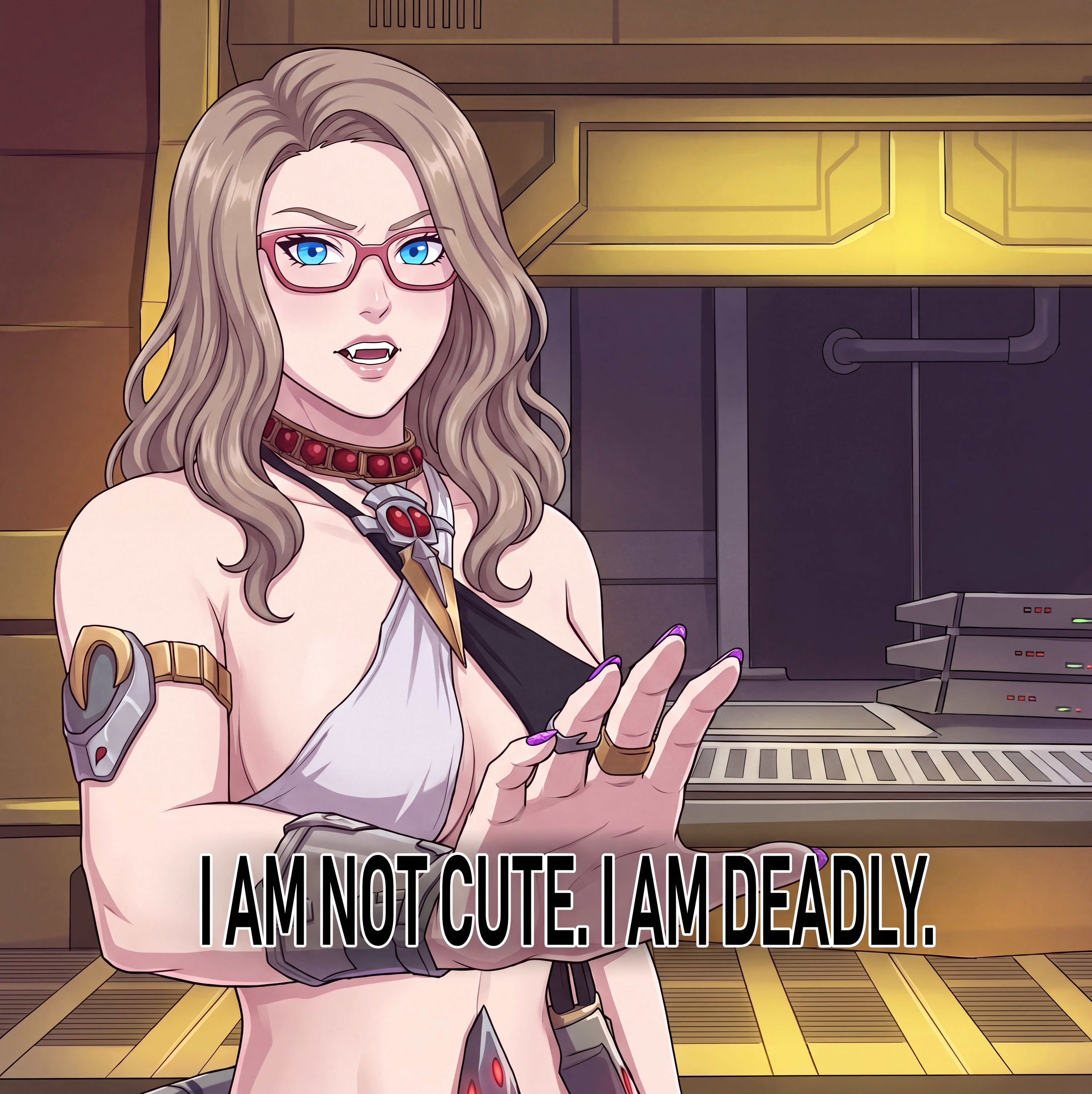 Anime girl in sci-fi armour wielding a blade